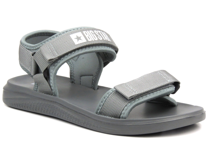 Pánské sportovní sandály na suchý zip - Big Star HH174843, šedé