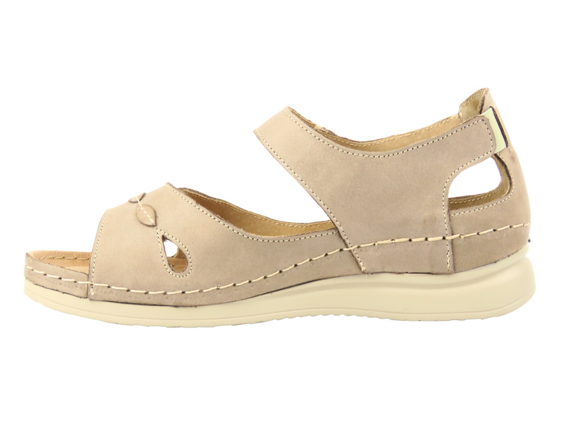 Dámské kožené sandály HELIOS Comfort 163, béžové