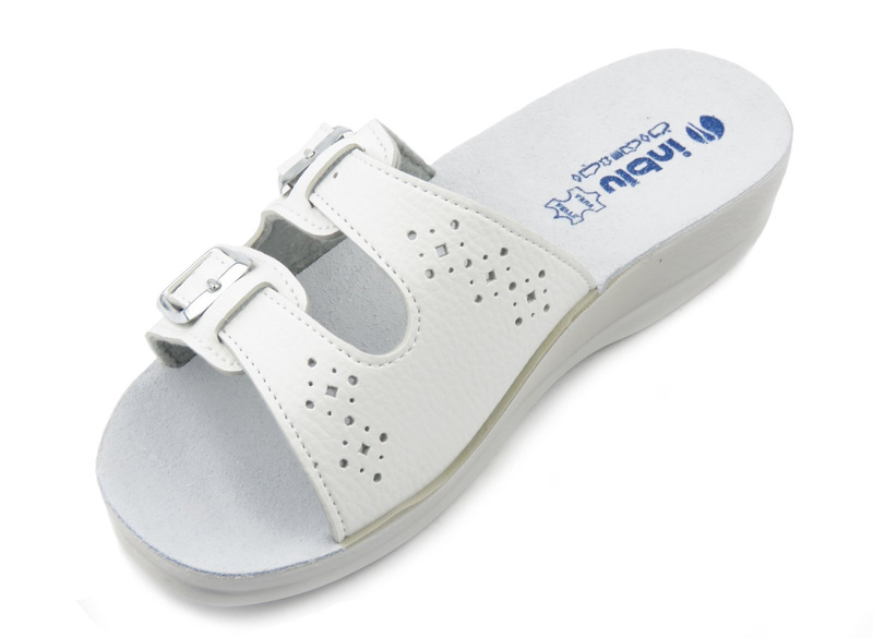 Dámské zdravotní žabky s koženou vsadkou - Inblu VR8B, bílé