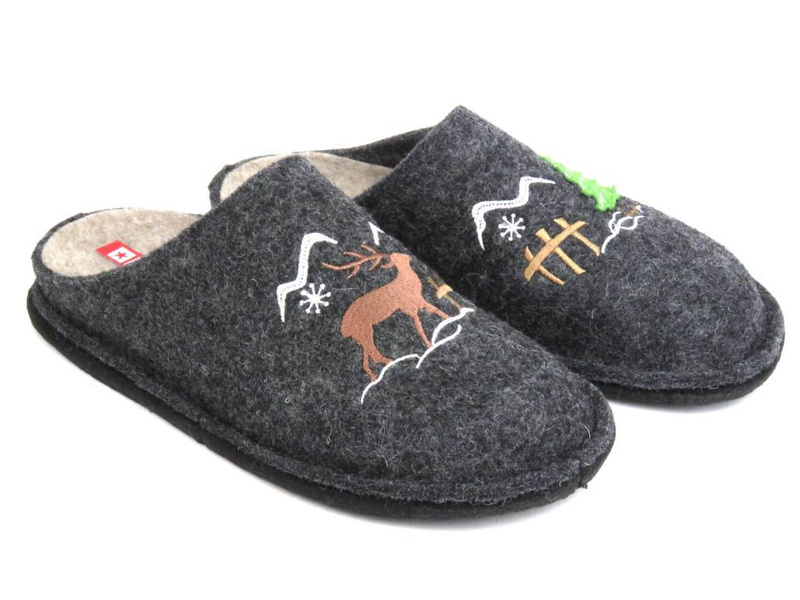 Dámské plstěné pantofle se soby - Big Star KK276018, černé