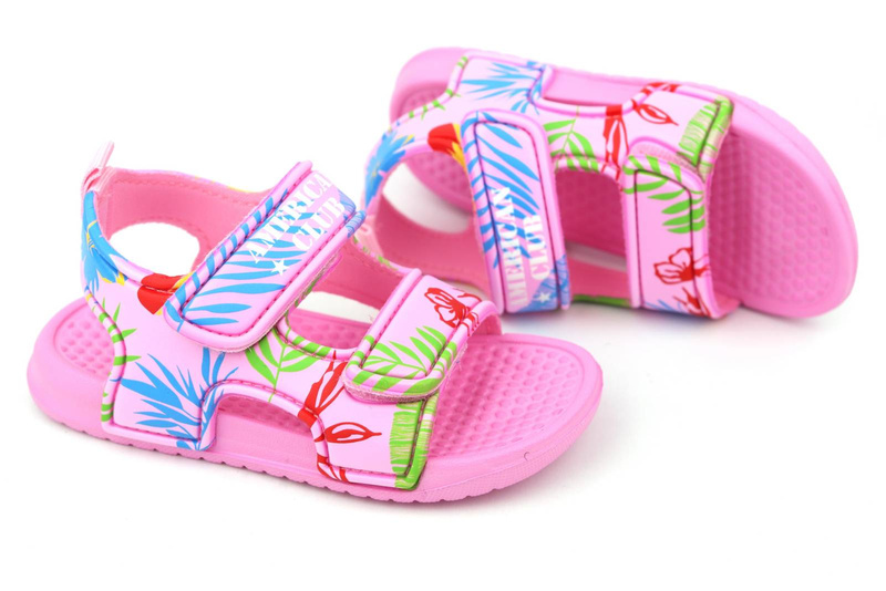 Pěnové dětské sandály na suchý zip - American Club NH 85/23 NH 86/23, růžové