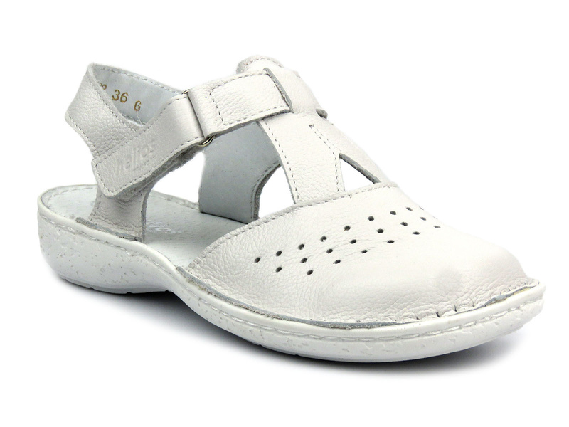 Dámské kožené sandály bílé Helios Komfort 128