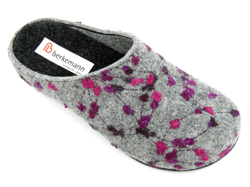 Teplé, plstěné dámské pantofle BERKEMANN 01028-645, šedé