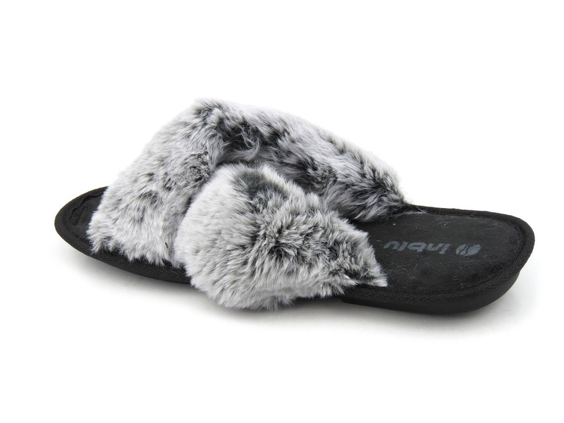 Měkké dámské pantofle s kožíškem - INBLU 68-6D, šedé