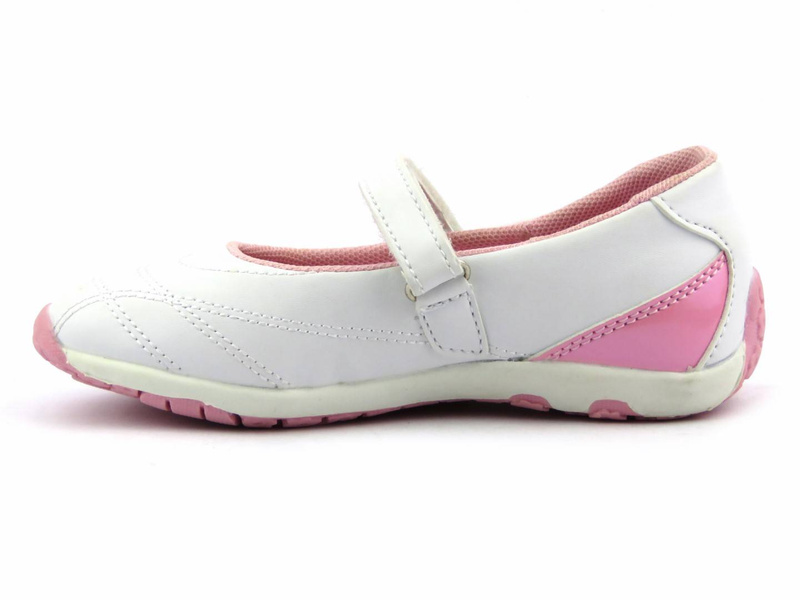 Dětské boty, dívčí baleríny American Club A39010, bílé s růžovou