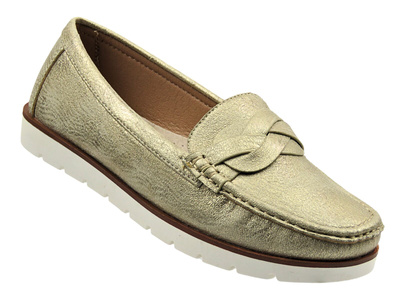 Kožené mokasíny, dámské polobotky - Vice Versa 834281, zlaté