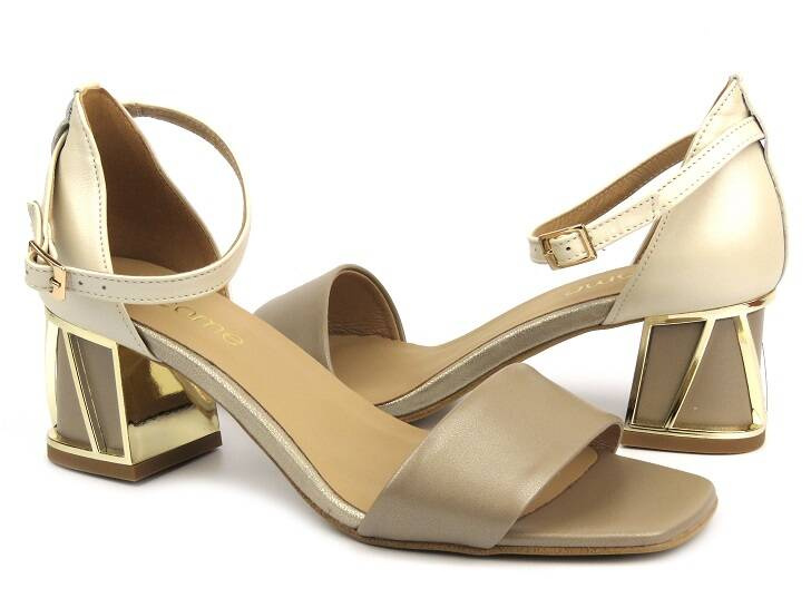 Dámské sandály s výrazným podpatkem - UNCOME 38558, béžová barva