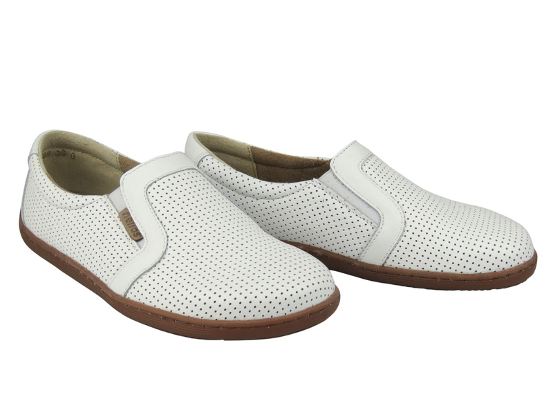 Pohodlné dámské barefoot polobotky z přírodní kůže Helios Komfort 468, bílé