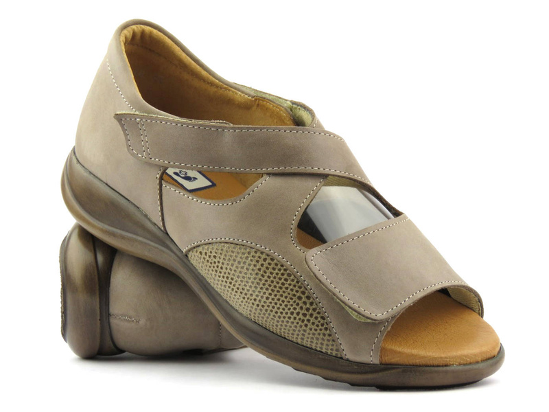 Pohodlné dámské sandály na nohy s vroubky - Axel 2466, béžové