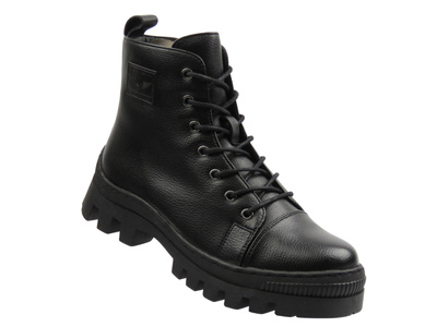 Dámské černé kožené kotníkové boty Cambell 25-19370