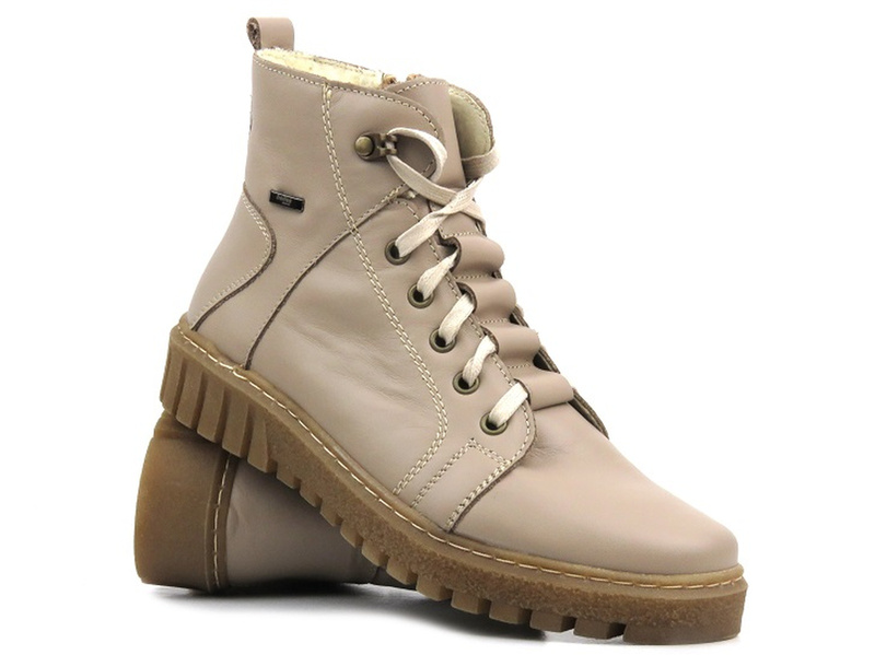 Dámské kožené boty zateplené vlnou - HELIOS Komfort 577W, cappuccino