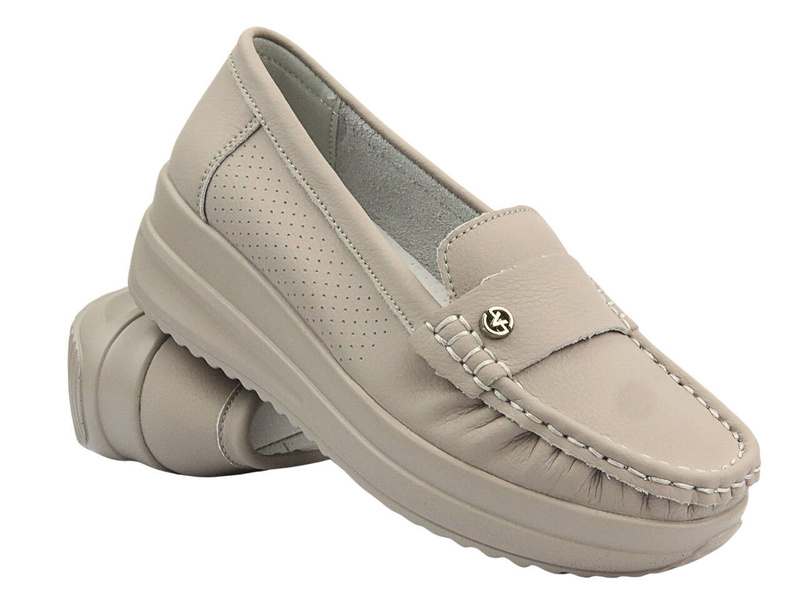 Dámské boty, mokasíny z přírodní kůže - VENEZIA 00104104-71, béžová