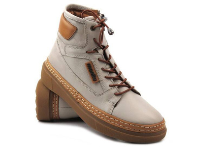 Dámské kotníkové boty z měkké kůže - MANITU 990354-09, béžová
