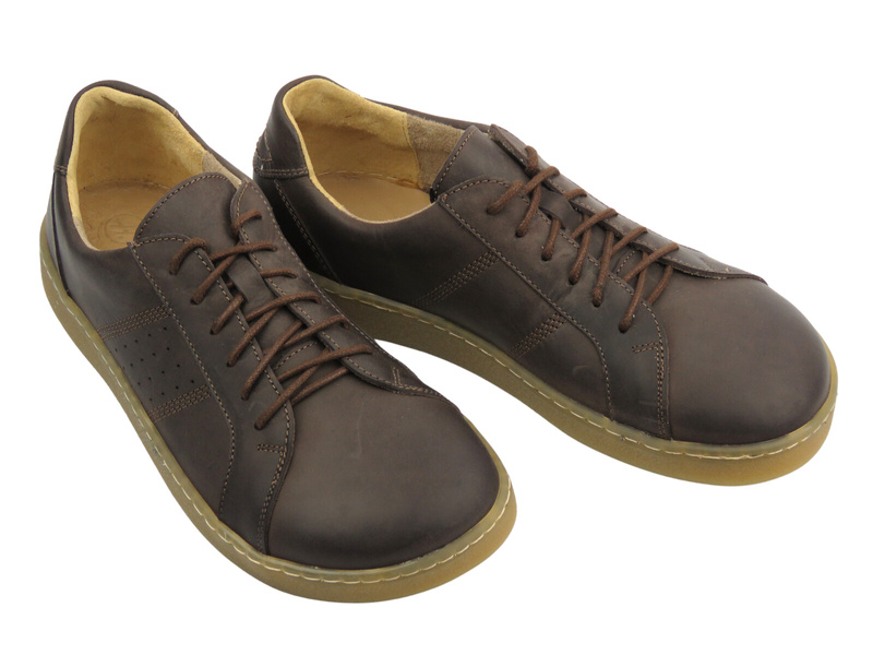 Barefoot kožené minimalistické pánské polobotky hnědé Helios Komfort 829