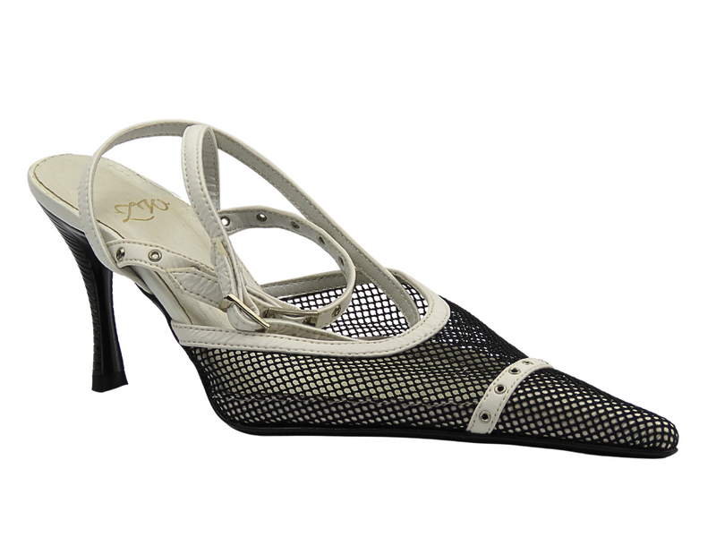 Čeština – Dámské lodičky na podpatku s průsvitnou síťovinou – Zygmunt 290 bílé