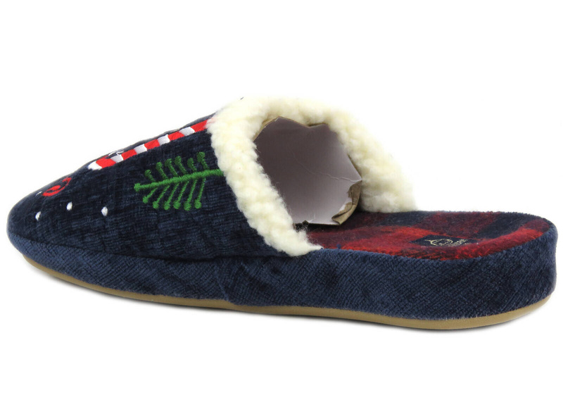Teplé, vánoční dámské pantofle - americké SL12/23, tmavě modrá