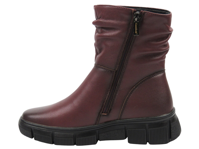 Stylové, zateplené dámské kotníkové boty Cambell 25-19304, bordové