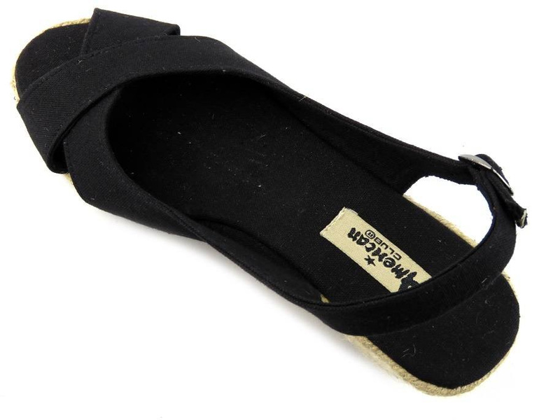 Dámské sandály, espadrilky na klínku - American Club OSE10-231, černé