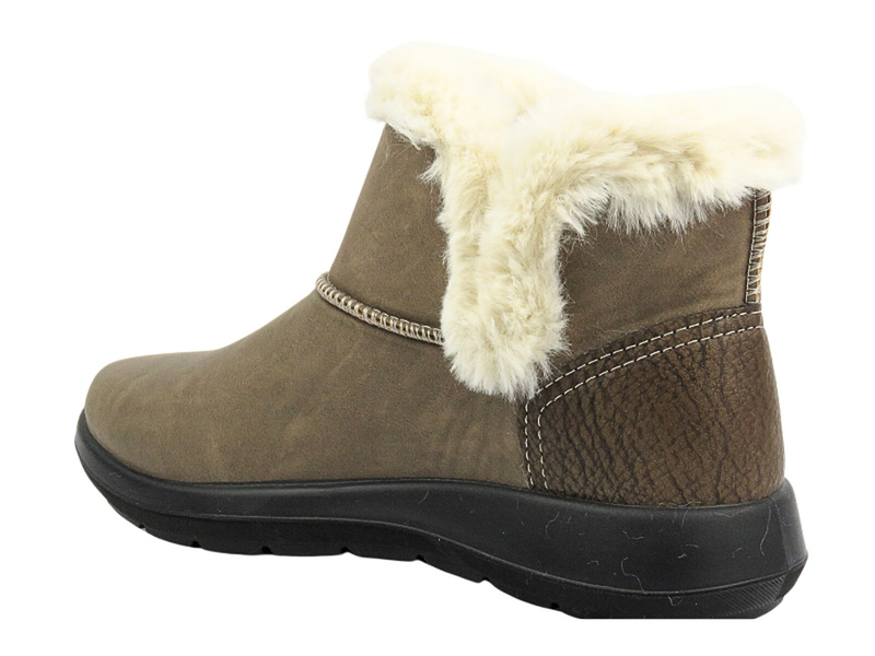 Dámské kozačky s ozdobným kožíškem - Inblu WG-60 Brown - nazouvací