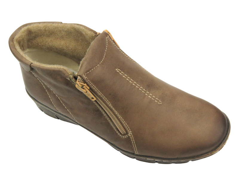 Lehké a pohodlné dámské kotníkové boty z přírodní kůže - HELIOS KOMFORT 642, béžová