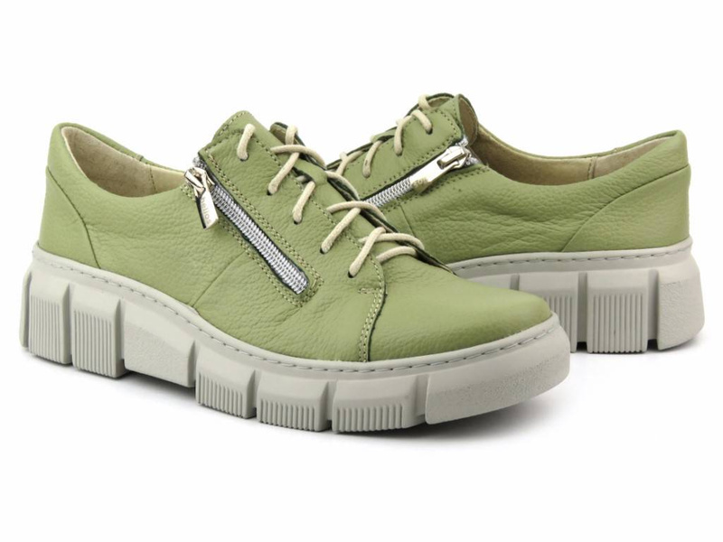 Dámská kožená obuv se silnou podrážkou - HELIOS Komfort 413, zelená