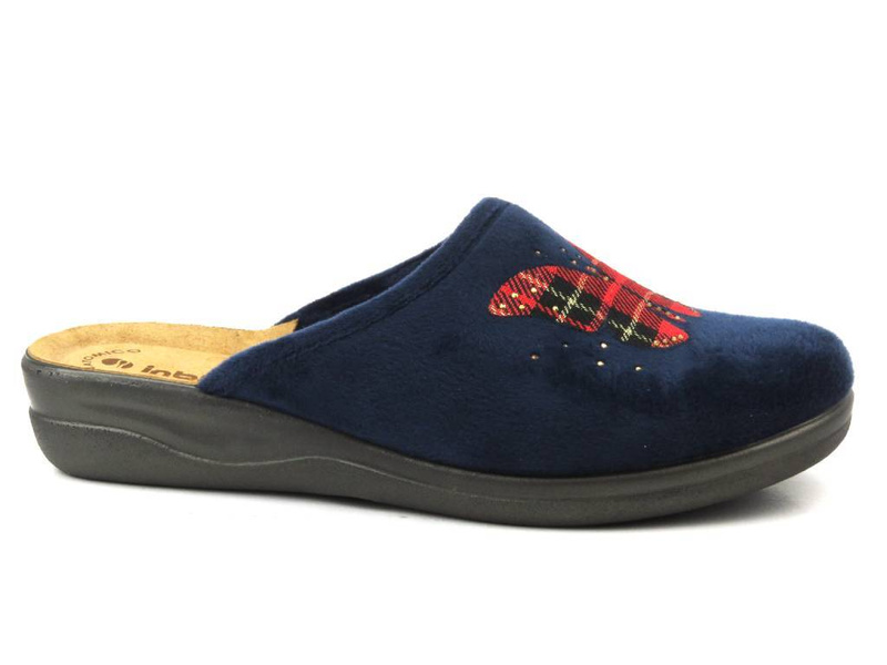 Dámské pantofle s koženou vsadkou - INBLU CF-44, tmavě modrá s motýlkem