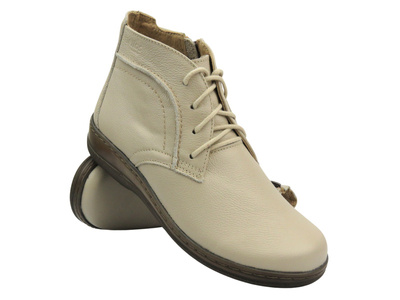 Lehké, pohodlné dámské kotníkové boty - HELIOS Komfort 612S, ecru