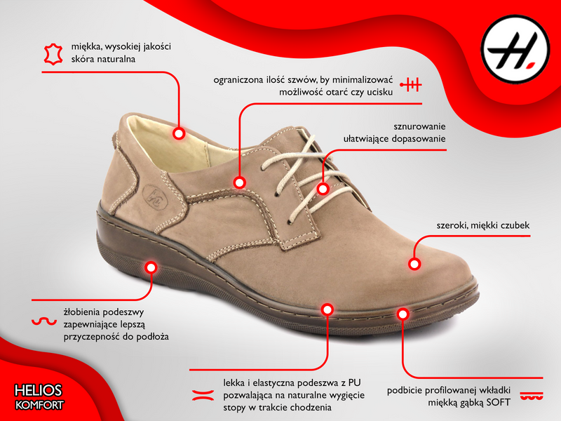 Lehká pohodlná dámská obuv z přírodní kůže HELIOS 715-2, grafit