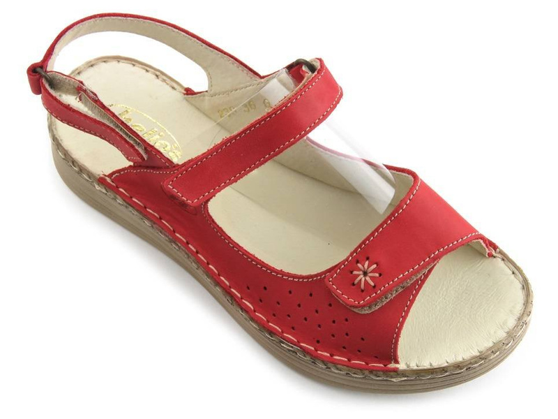 Pohodlné dámské sandály z přírodní kůže - HELIOS Komfort 238, červená