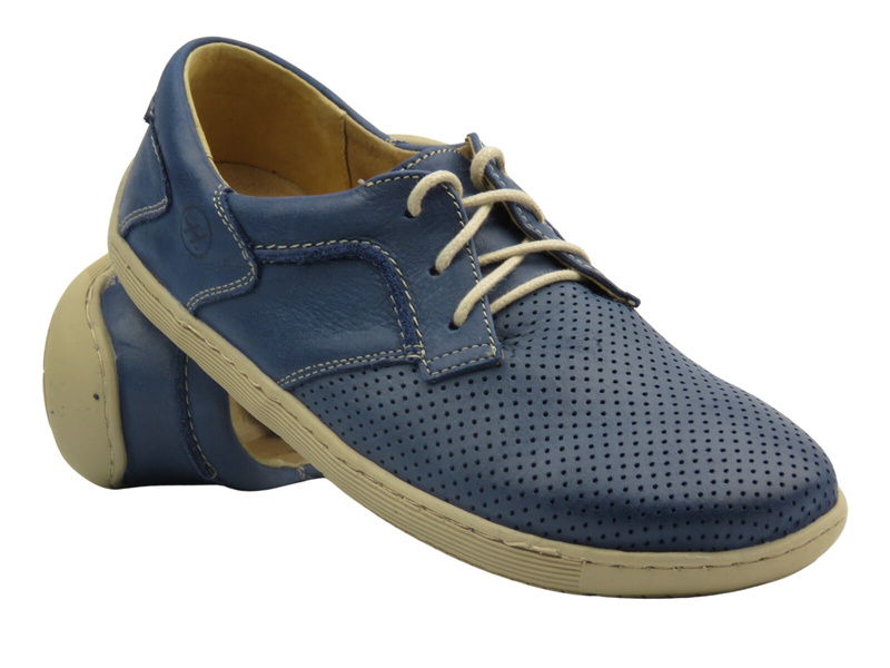 Dámské kožené barefoot boty Helios Komfort 715-2B, tmavě modré