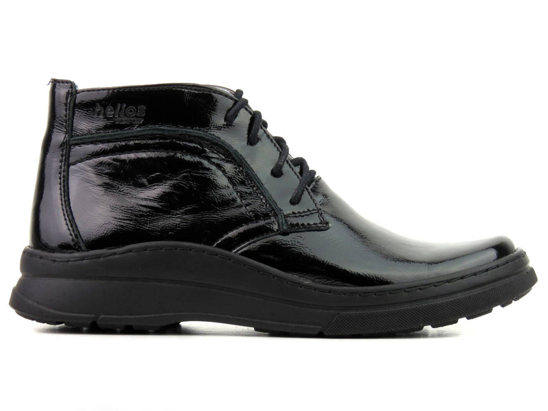 Lehká pohodlná lakovaná kotníková obuv pro ženy - HELIOS Komfort 612S, černá