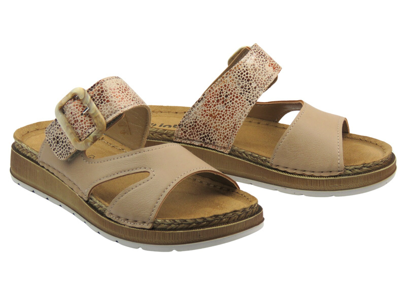 Dámské žabky s nastavitelným páskem - Inblu GS-55, pískové