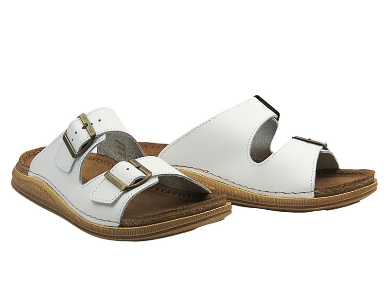 Pánské pantofle s přezkami bílé INBLU VE-01KU