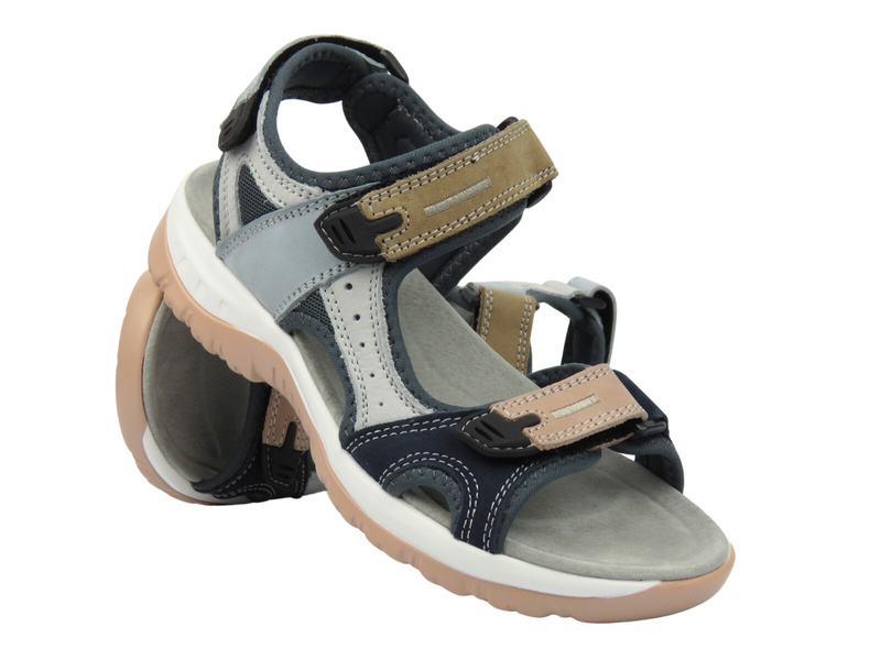 Dámské kožené sandály na suchý zip - Nika comfort H-665, modrá