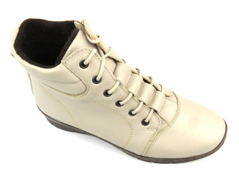 Zateplené dámské kotníkové boty - HELIOS Komfort 562, ecru 2