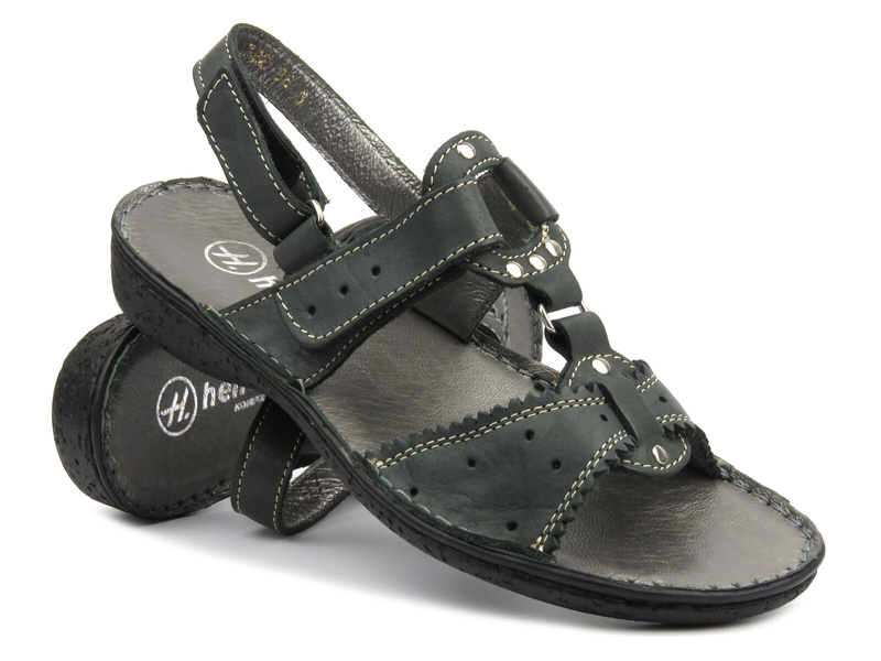 Dámské sandály z přírodní kůže - Helios 722, šedé