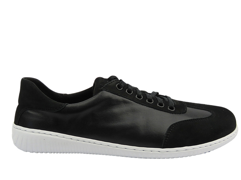 Barefoot kožené minimalistické pánské polobotky černé Wasak 0742