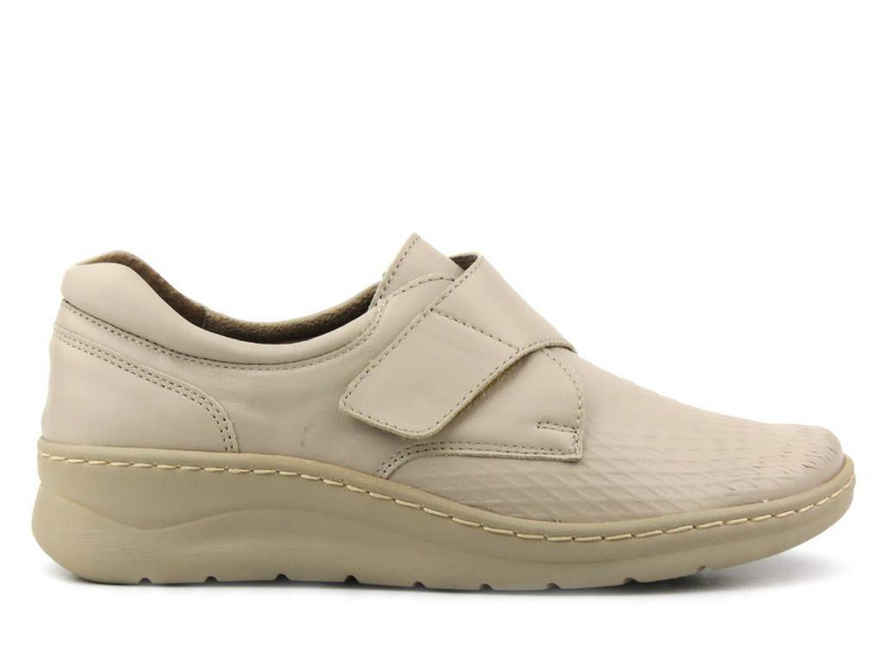 Dámské kožené boty na suchý zip - Wasak 0539, krémová