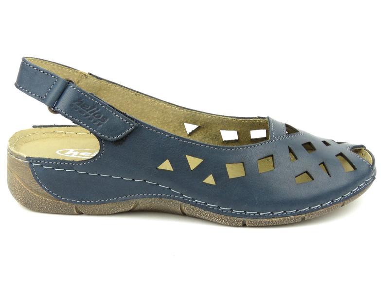 Dámské kožené sandály s výřezy - HELIOS Komfort 4027, tmavě modrá