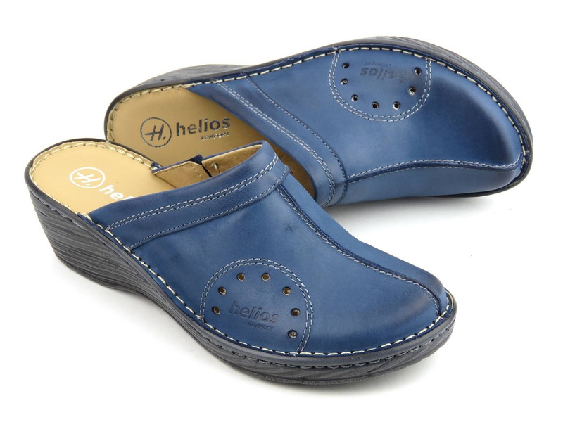 Pohodlné dámské sandály na klínku - HELIOS Komfort 624, tmavě modrá