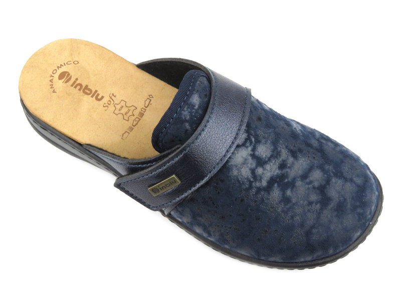Dámské pantofle s koženou vsadkou - INBLU PB-22, tmavě modrá