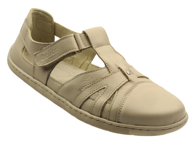 Barefoot kožené minimalistické dámské polobotky ecru Helios Komfort 466