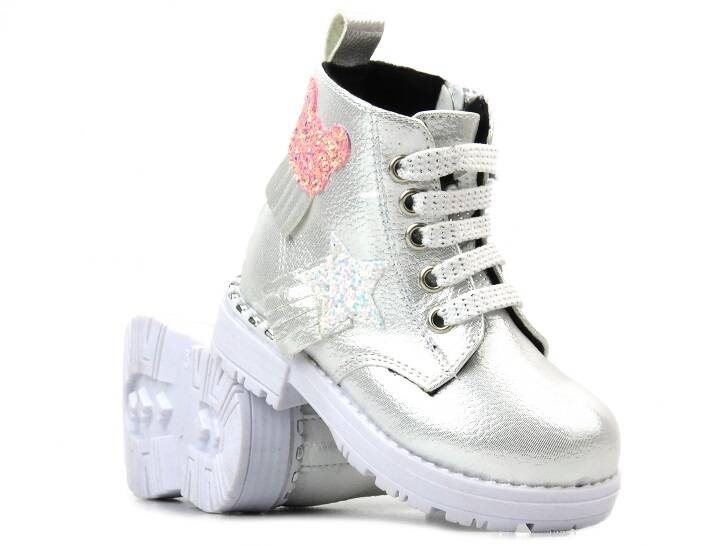 Dětské boty s hvězdou a medvídkem - Navy Dot 22-61060, stříbrná