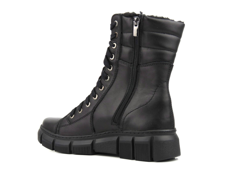 Kožené kotníkové boty, dámské pracovní s vlnou - HELIOS Komfort 611-2, černé