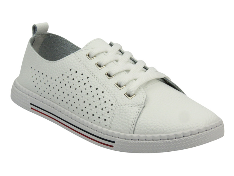 Kožené dámské polobotky – Nika Komfort H-607, bílé – šněrovací