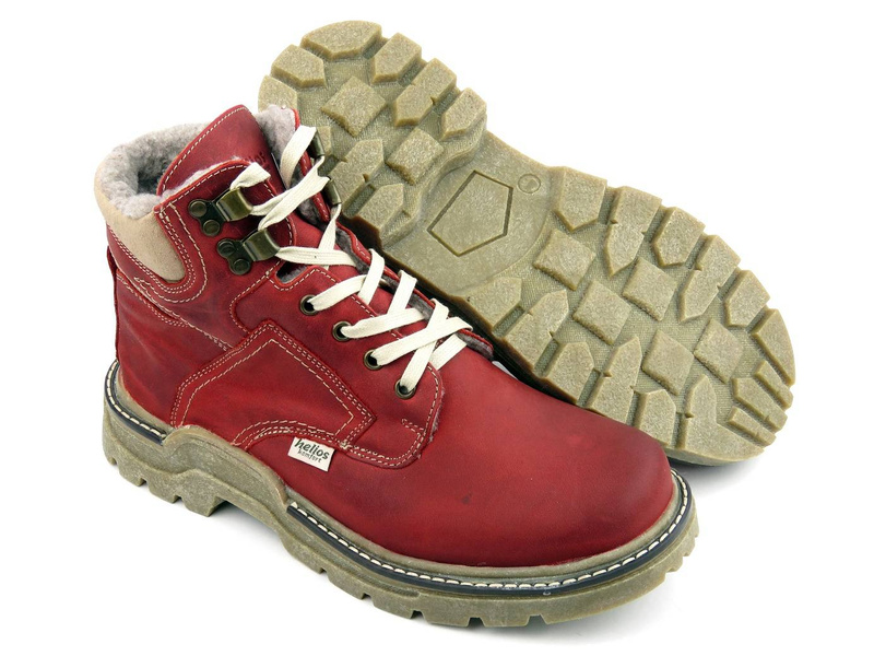Pánské kožené boty zateplené vlnou - HELIOS Komfort 816, červené