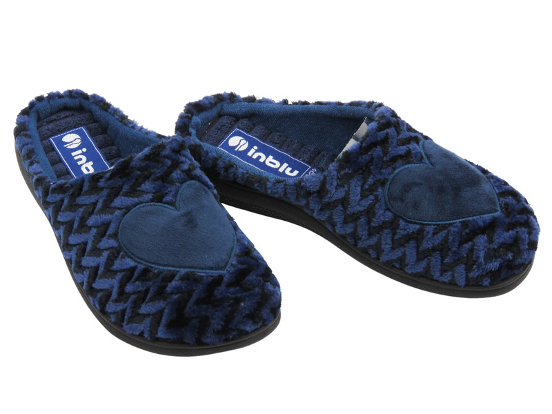 Měkké dámské pantofle - INBLU KATE, tmavě modrá se srdíčkem