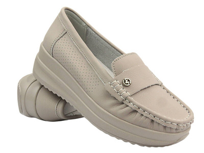 Dámské boty, mokasíny z přírodní kůže - VENEZIA 00104104-71, béžová