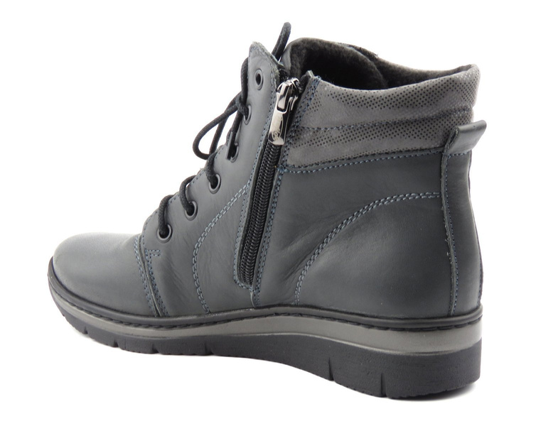 Dámské kožené kozačky se zateplením HELIOS 562, šedá