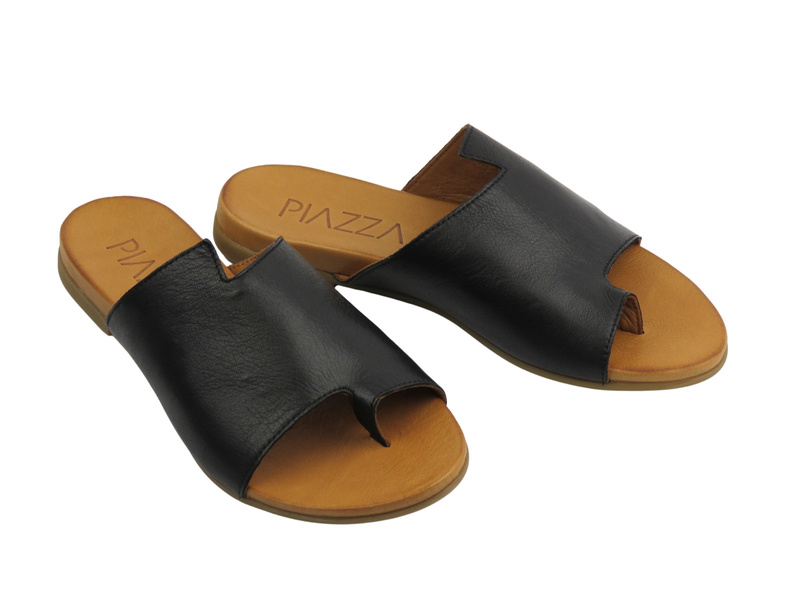 Kožené dámské nazouváky černé Piazza 900000-01  